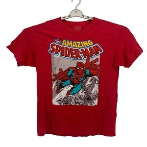 Marvel T-Shirt Mens M Red The Amazing Spider-Man Graphic Short Sleeve Cotton